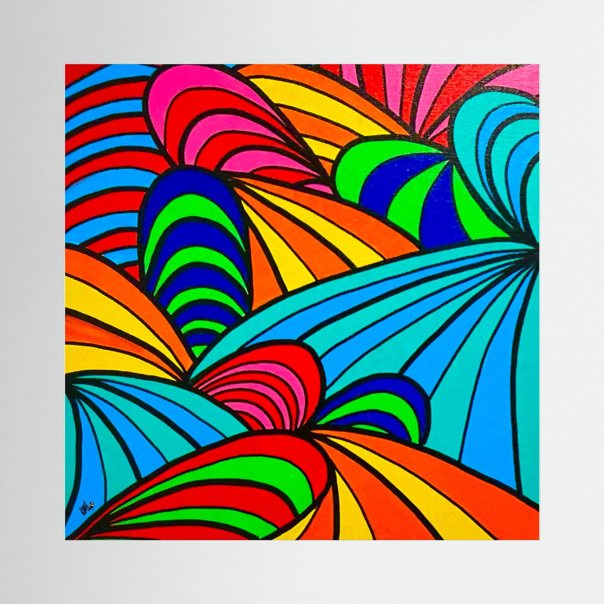 Hand painted acrylic on canvas. Print.