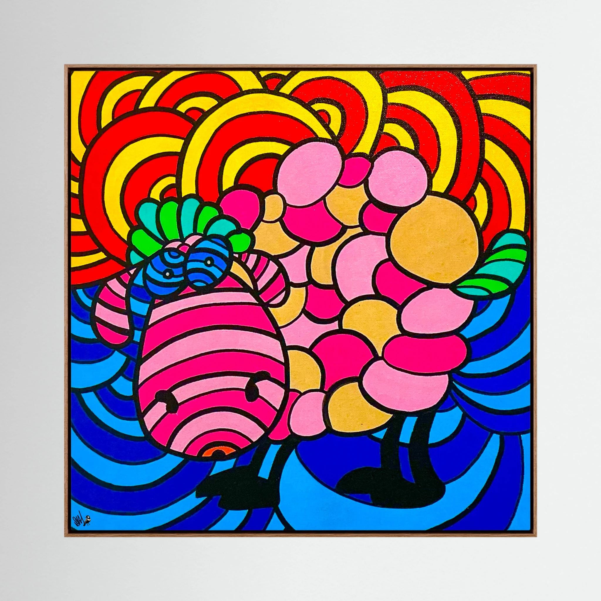 Hand painted acrylic on canvas. Print.