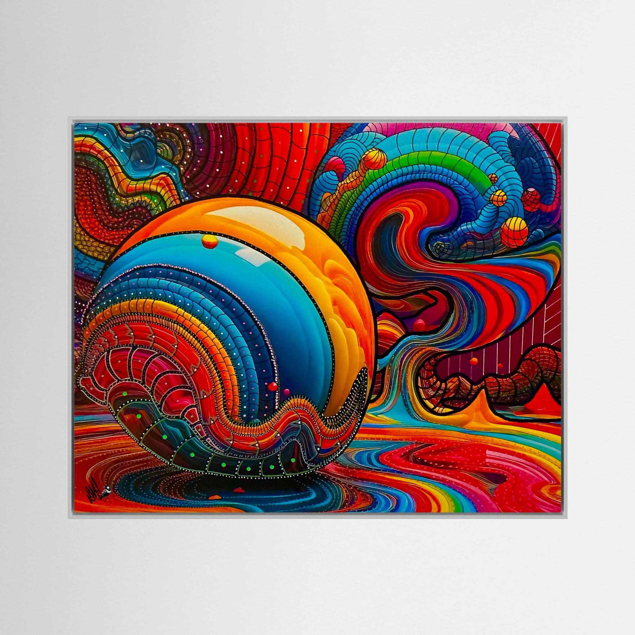 Mixed media. Acrylic on printed canvas. Print.