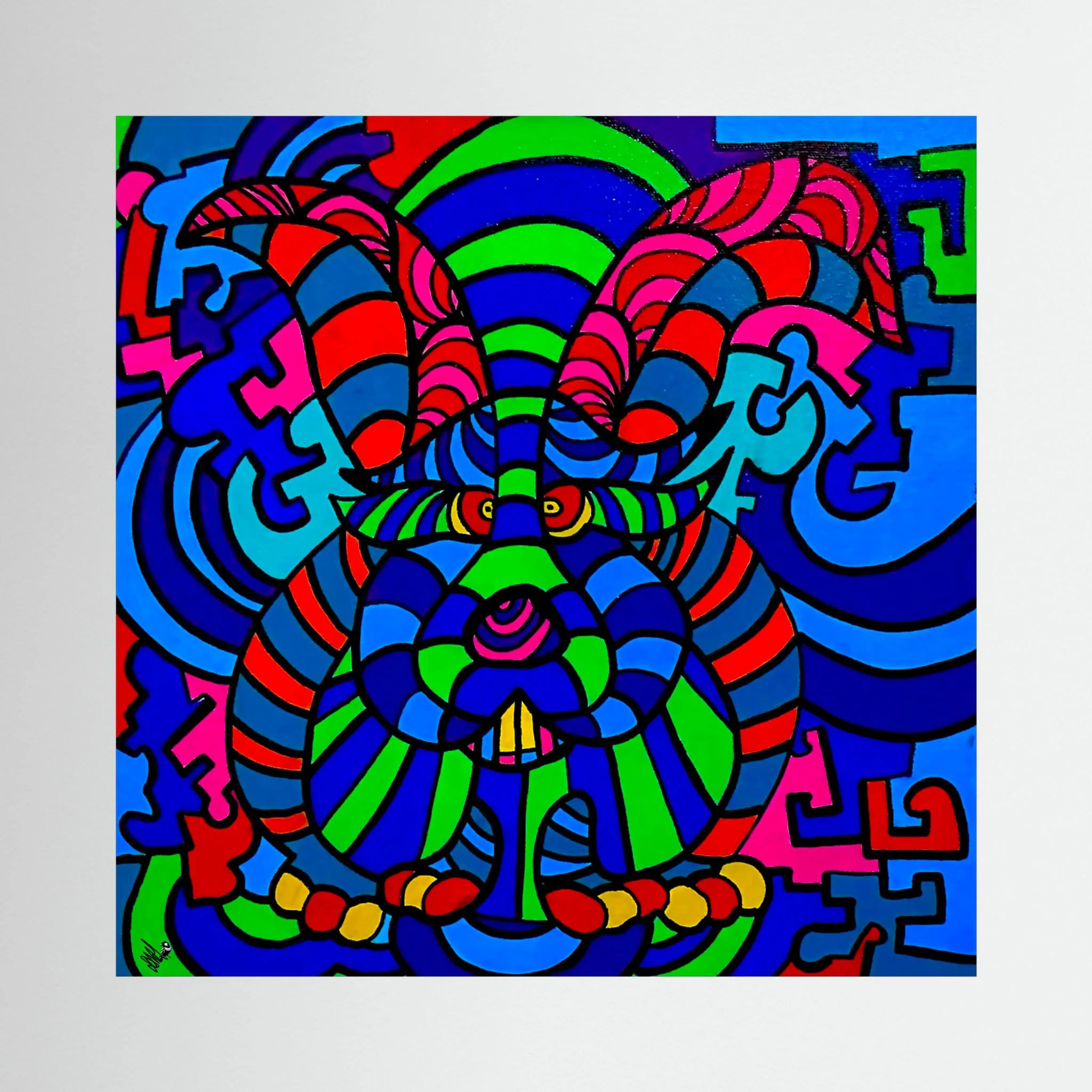Hand painted acrylic on canvas. Print.