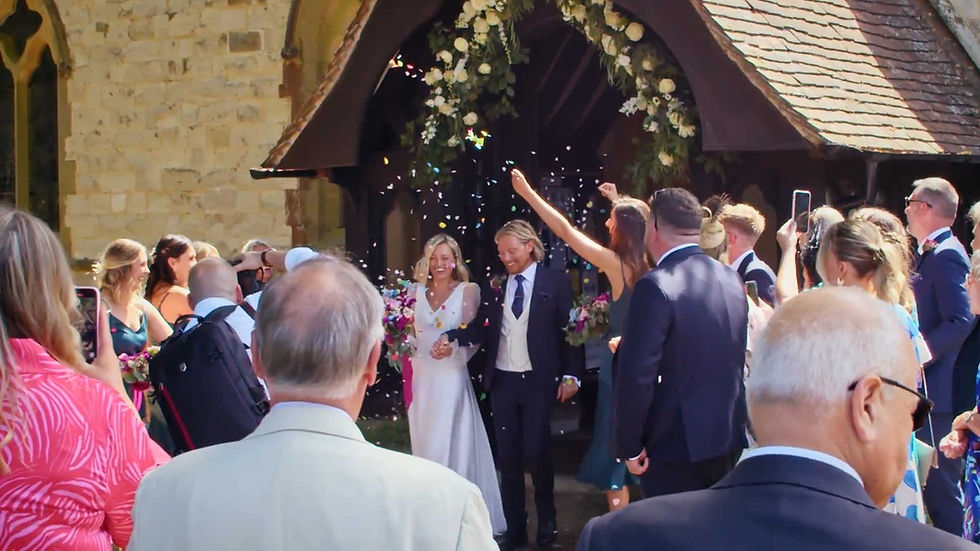 Tom and Jen with confetti