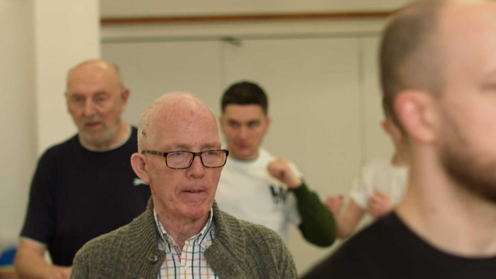 Older men warming up for activity