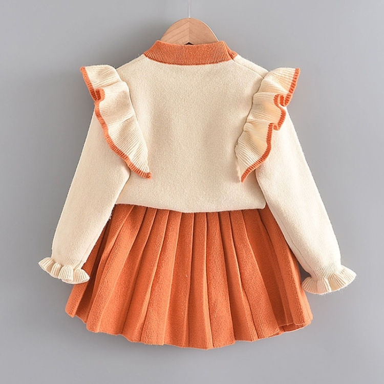Thumbnail: Girls Flying Sleeve Knitted Sweater Suit
