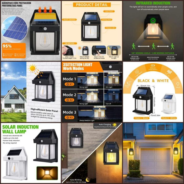 Thumbnail: Solar Wall Blub outdoor automatic waterproof LED Light