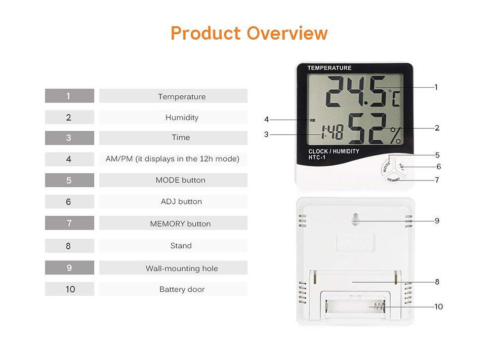 Thumbnail: HTC Digital Alarm Clock with Temperature Humidity Indicator