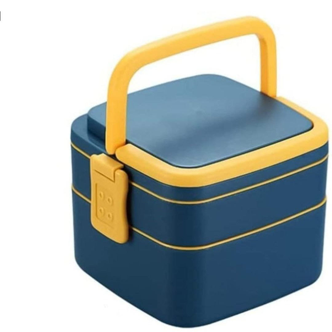2 Layer Square Lunch Box with Handle Insulated Tiffin Box for office school