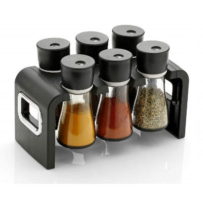Thumbnail: 6 Jar Spice Rack Condiment Set Designer Masala Plastic Rack