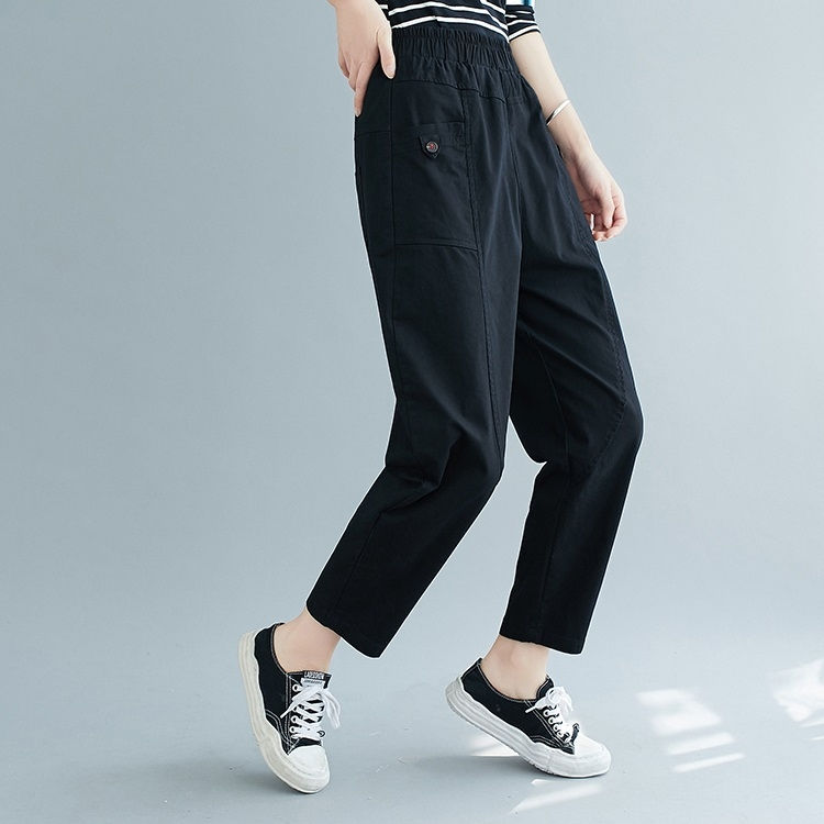 Thumbnail: Plus Size Womens High Waist Loose Slim Cotton Casual Pants Harem Pants