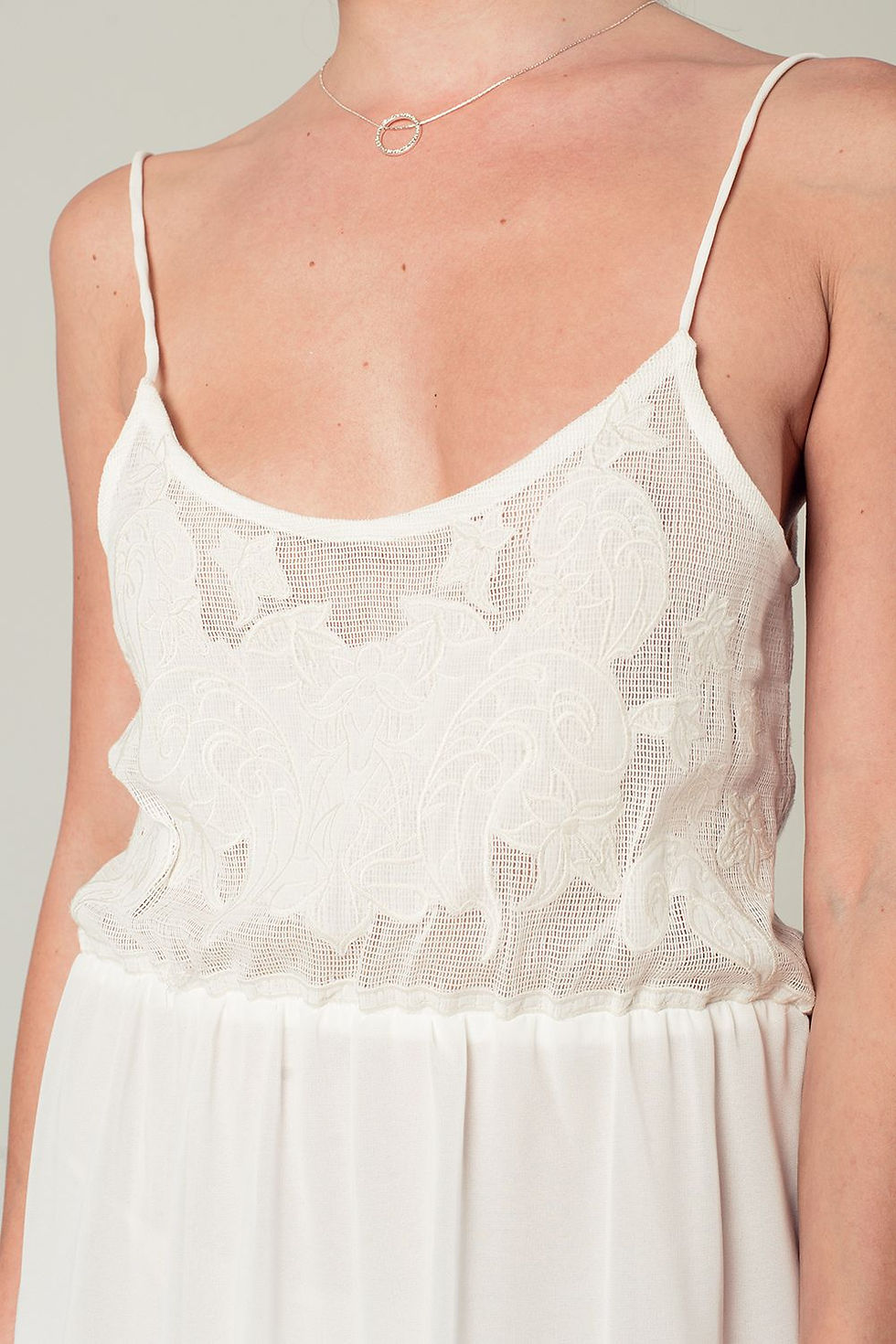 Thumbnail: Crochet Detail Dress in White
