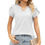 Thumbnail: Women V-Neck Button Hollow Loose Short Sleeve T-Shirt Blouse