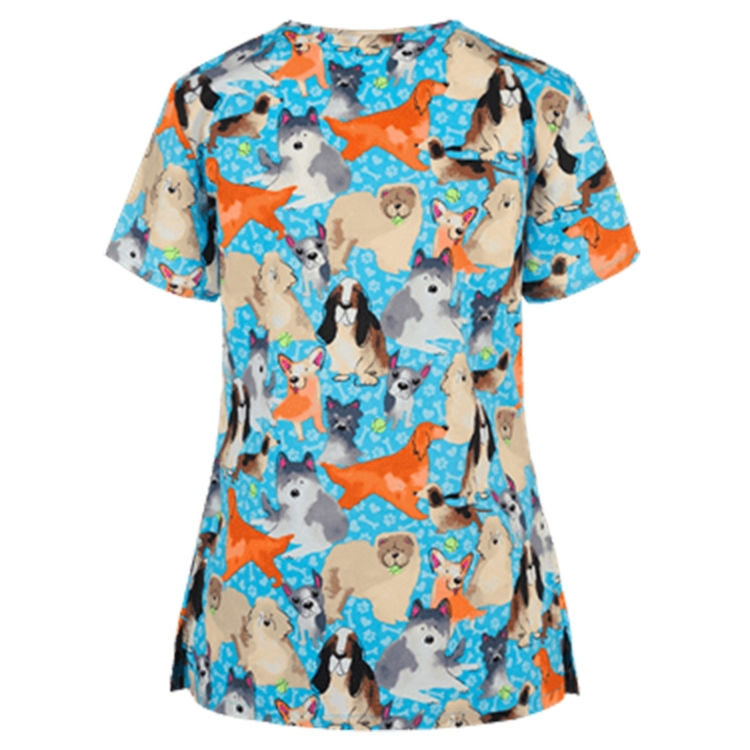 Thumbnail: Loose Printed Hedging Thin T-shirt Nurse Uniform (Color:White Size:XXXL)