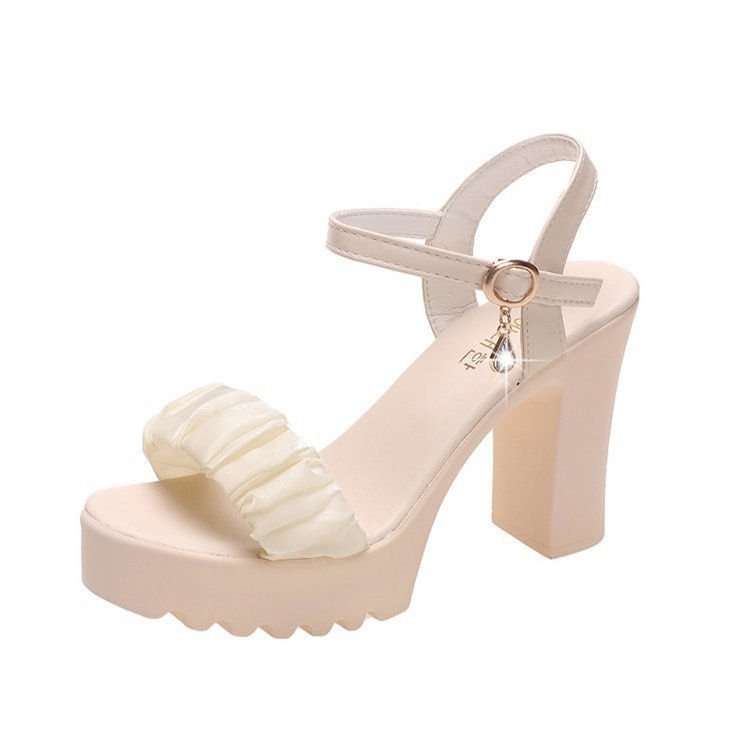 Thumbnail: HALINFER Summer High Heel Sandals Thick Bottom Waterproof Platform Women Shoes