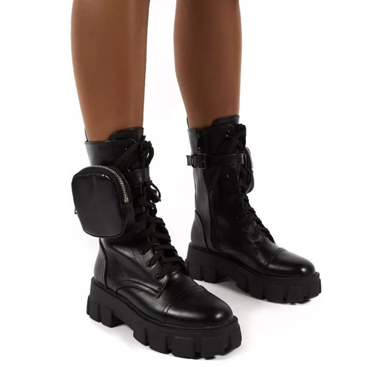 Thumbnail: Autumn and Winter Retro Thick-soled Muffin Heel Martin Boots