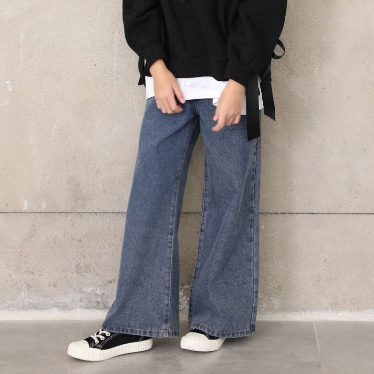 Thumbnail: Girl Plus Velvet Loose Broad Leg Sagging Straight Pants Jeans