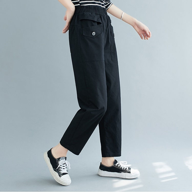 Thumbnail: Plus Size Womens High Waist Loose Slim Cotton Casual Pants Harem Pants