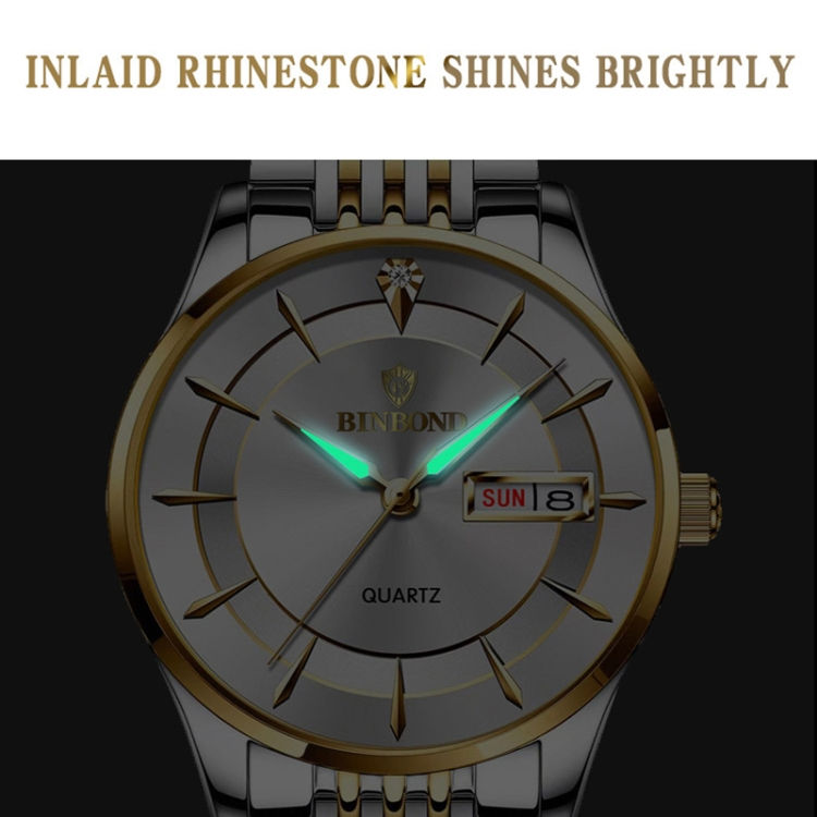Thumbnail: BINBOND B2077 Butterfly Buckle Luminous Quartz Watch