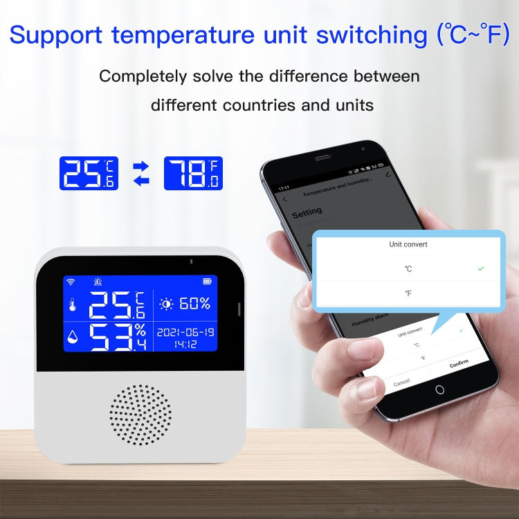 Thumbnail: Tuya WIFI Temperature And Humidity Sensor With 2.9inch LCD Display,Spec: