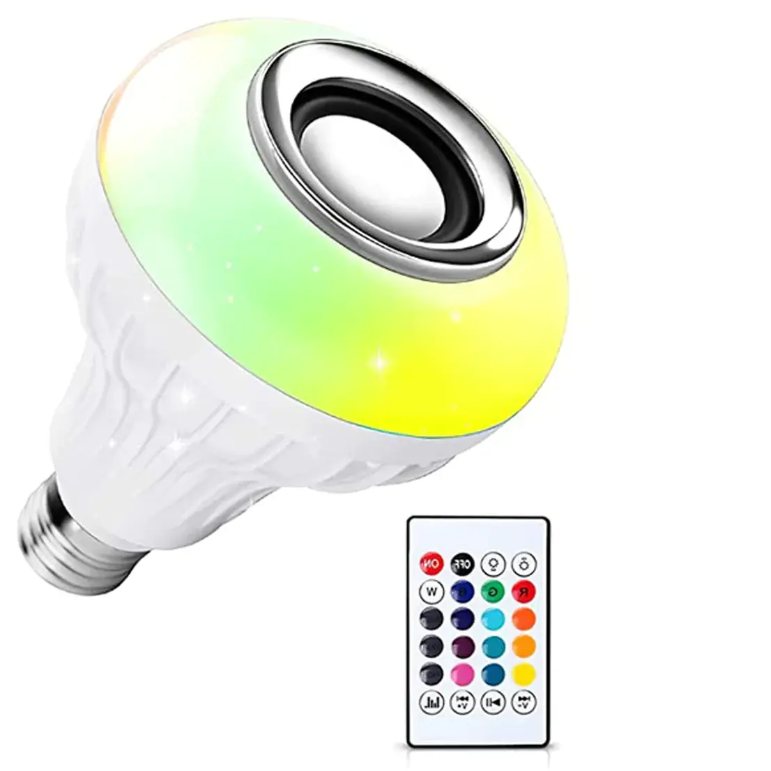 12 W LED Colorful Light Lamp Bulb Bluetooth Speaker with Remote