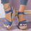 Thumbnail: Slope Heel Summer Women Sandals Thick Bottom Straw High Heels Sandals