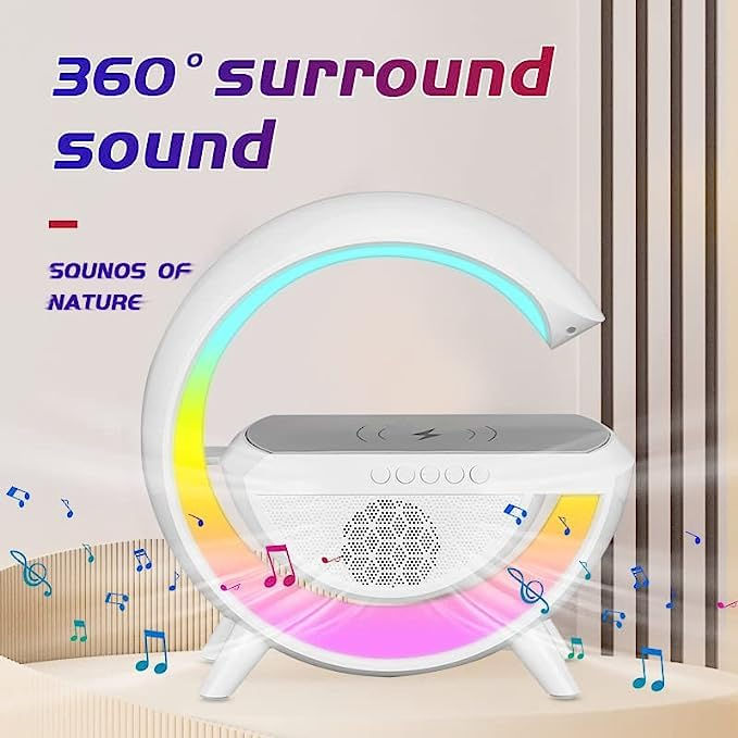 Thumbnail: 4 in 1 Wireless Charger for iPhone with Mp3 Player, FM, Bluetooth and LED