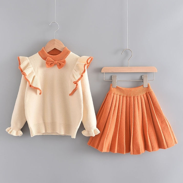Thumbnail: Girls Flying Sleeve Knitted Sweater Suit