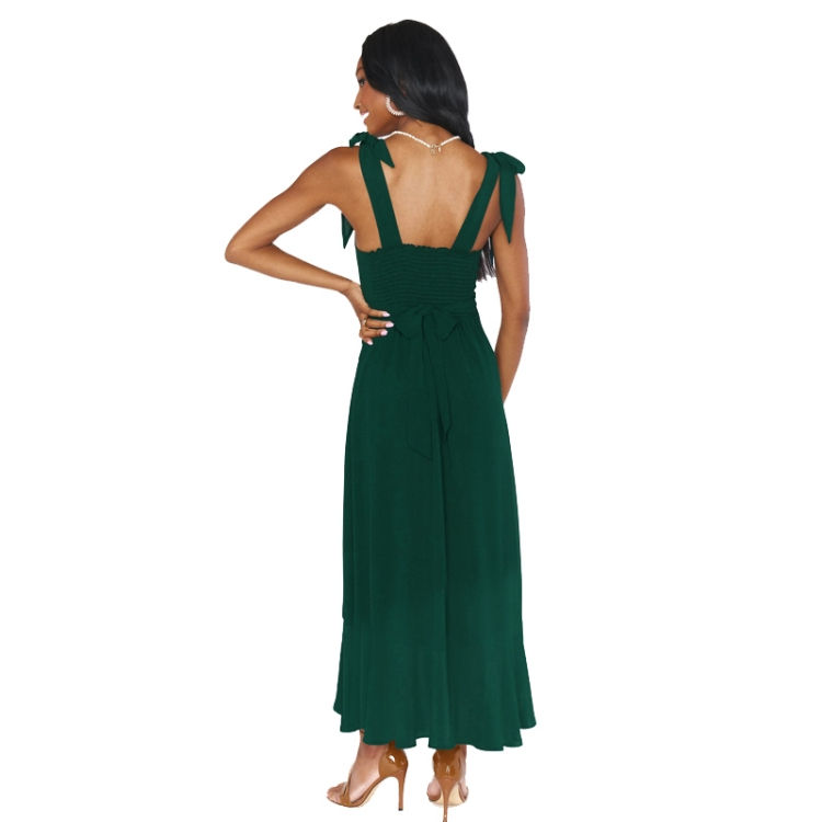 Thumbnail: Women Elegant Slit Dress Commuting Sleeveless Knot Suspender Dress