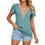 Thumbnail: Women Lace V-Neck Short Sleeve Solid Color T-Shirt Top
