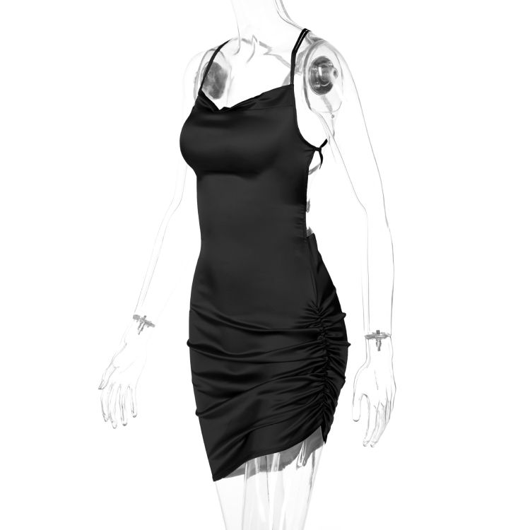 Thumbnail: Ladies Backless Hollow Suspender Dress (Color:Brown Size:L)