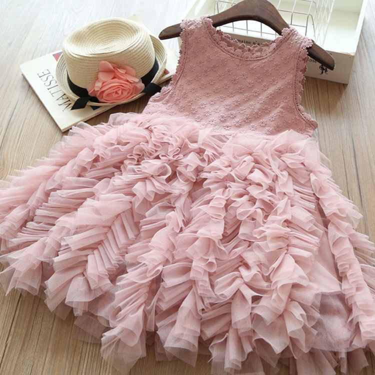 Thumbnail: Summer Girls Sleeveless Tutu Lace Dress