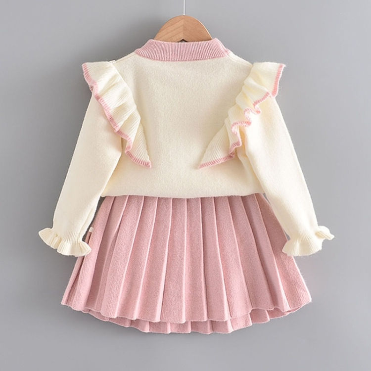 Thumbnail: Girls Flying Sleeve Knitted Sweater Suit