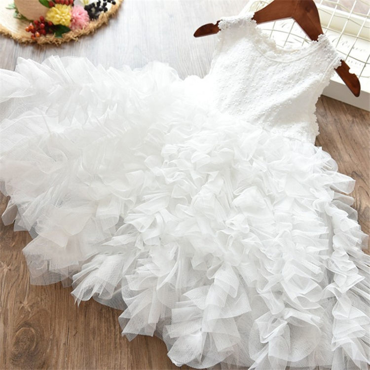 Thumbnail: Summer Girls Sleeveless Tutu Lace Dress
