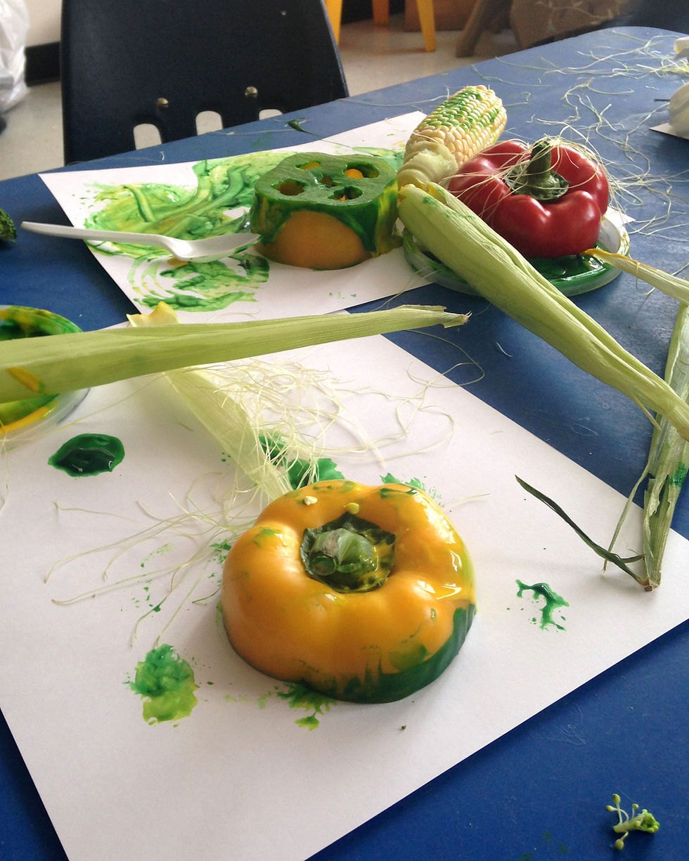 child vegetable painting