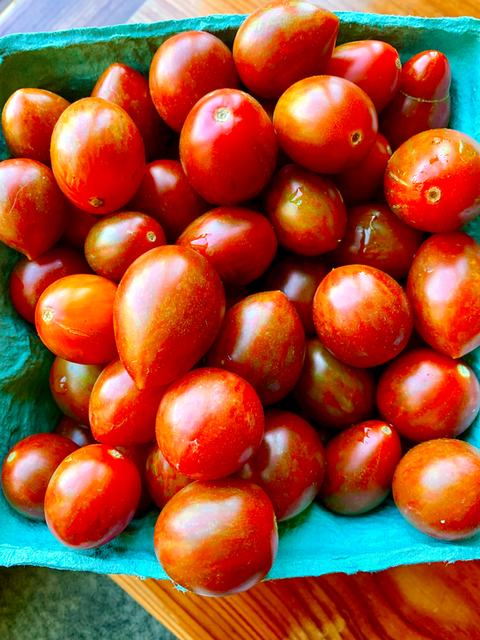 tiny local heirloom tomatoes, fresh, local, seasonal