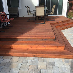 After restoration with oil-based finish on redwood deck