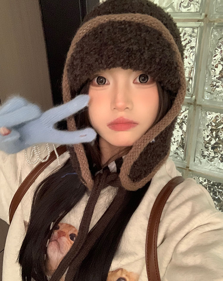 Thumbnail: Women's Knit Hats Autumn Winter Versatile Face-Flattering Ripped Knit Beanies Wa
