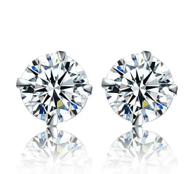 Thumbnail: 100% Real 925 Sterling Silver Jewelry Women Fashion Cute Tiny Clear Crystal CZ S