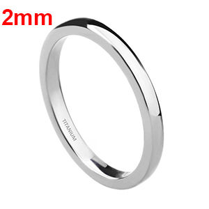 Thumbnail: Somen 2mm/4mm/6mm Polished Silver Color Titanium Ring Women Smooth Wedding Band 