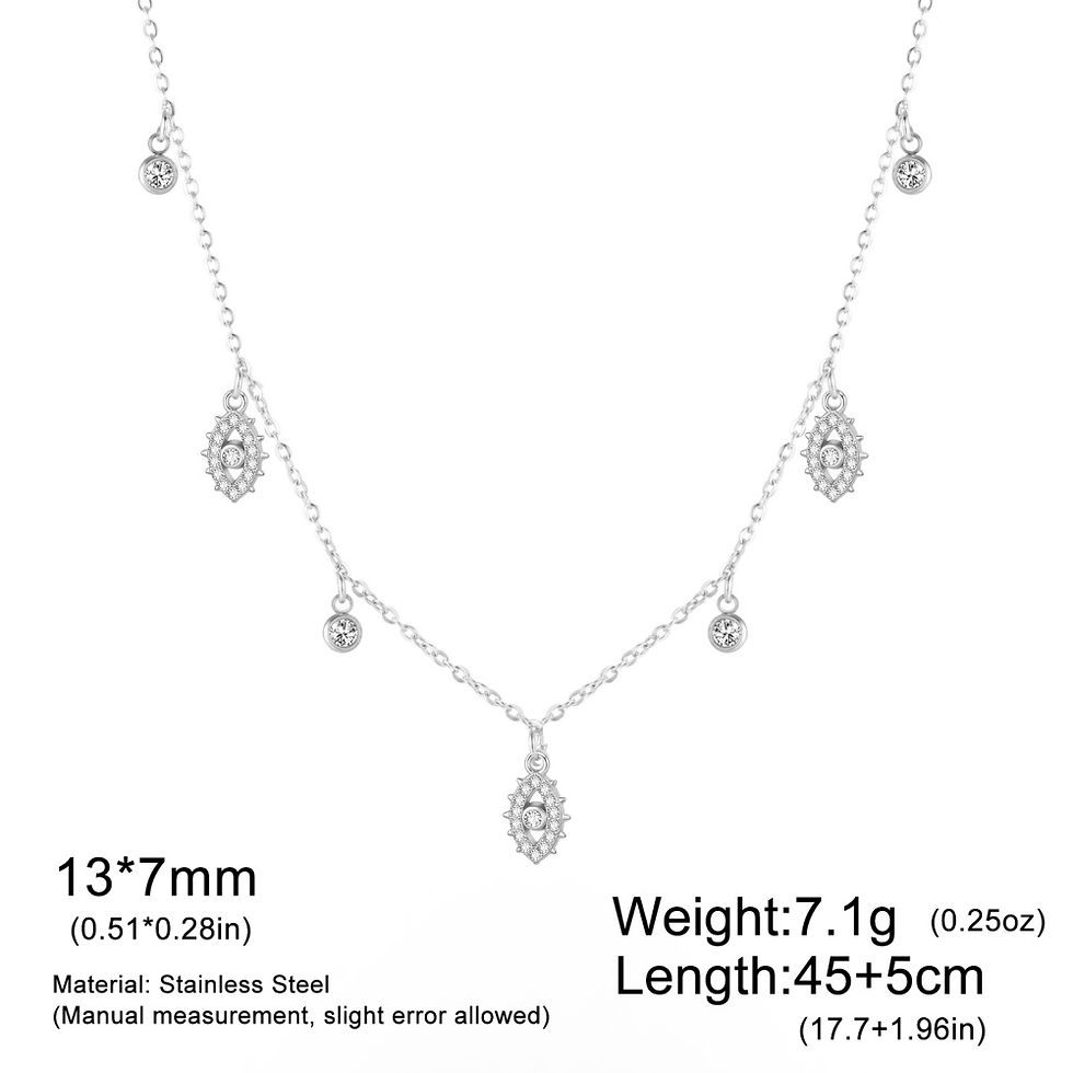 Thumbnail: Skyrim Lucky Evil Eye Clear Zircon Pendant Necklace Women Stainless Steel Gold C