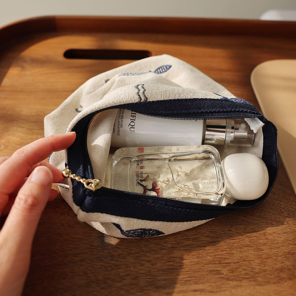 Thumbnail: Embroidered Cosmetic Bag Literary Simple Storage Bag Travel Portable Zipper Make