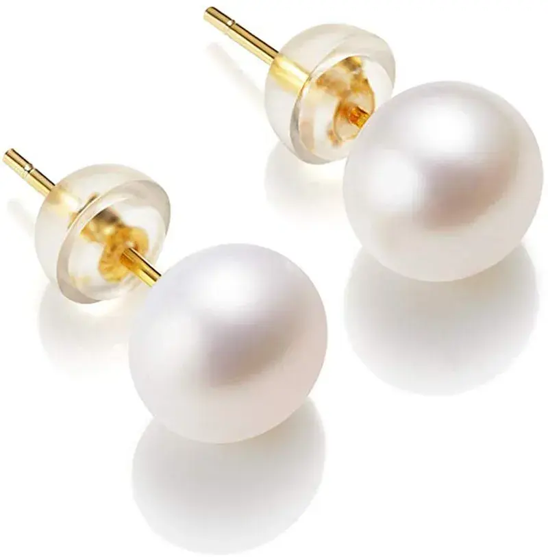 Thumbnail: Natural Freshwater Pearl Stud Earrings Real 925 Sterling Sliver Earring Cultured
