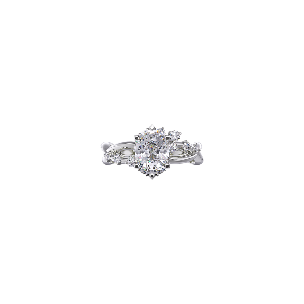 Hình thu nhỏ: Nhẫn nữ kim cương CVD Oval 2 Carats vàng 14K (2)