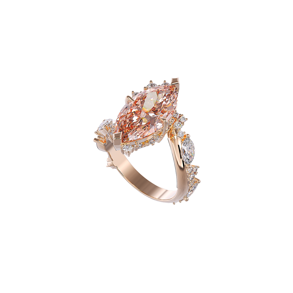 Hình thu nhỏ: Nhẫn nữ kim cương CVD Marquise 3 Carats vàng hồng 18K