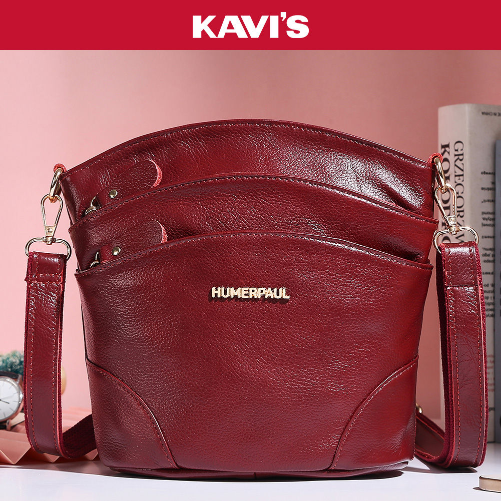 100% Genuine Leather Women Messenger Bags Casual Cell Phone Purse with Adjustabl