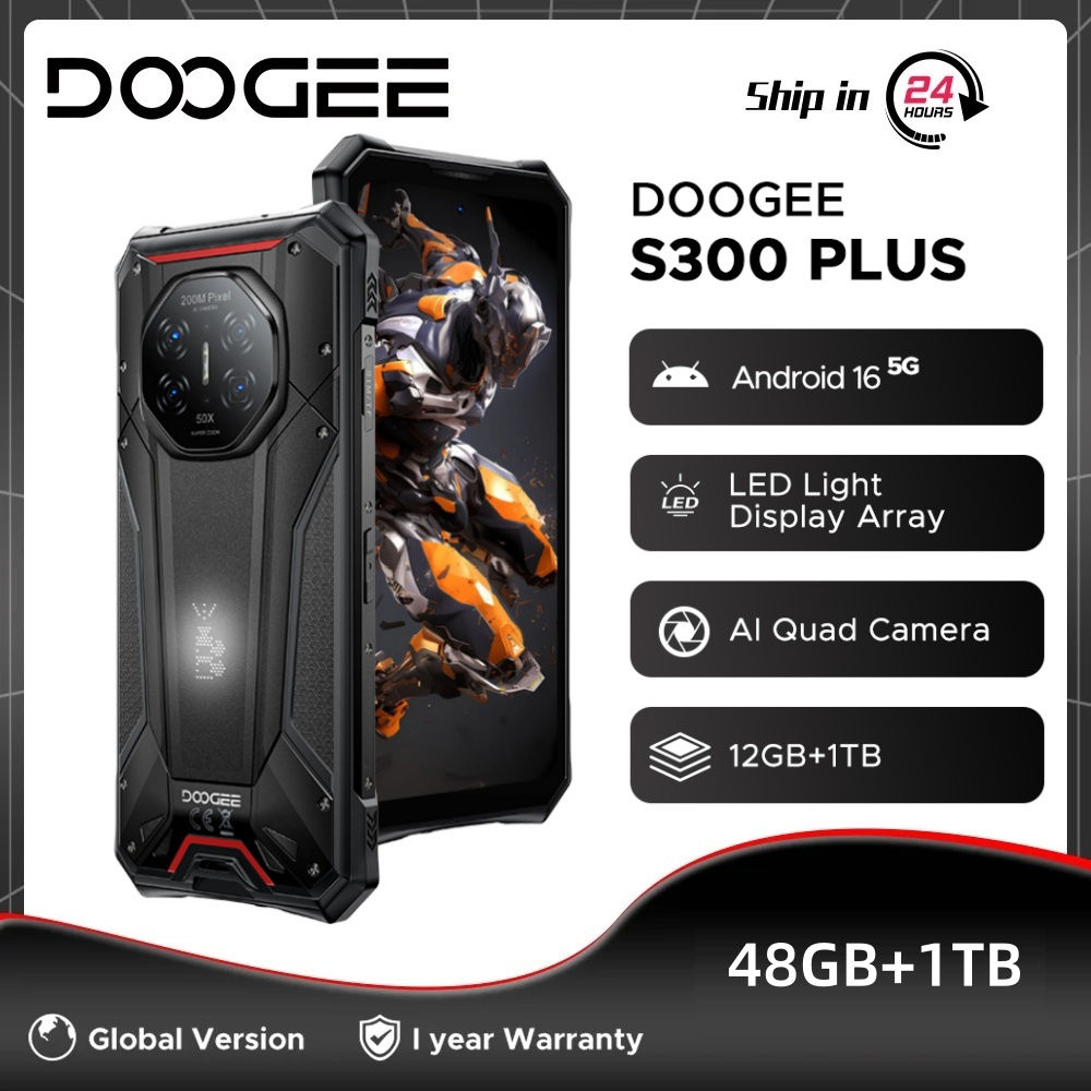 Global Version DOOGEE S300 Plus Rugged Phone 48GB+1TB Dimensity 8300 11000mAh Ba
