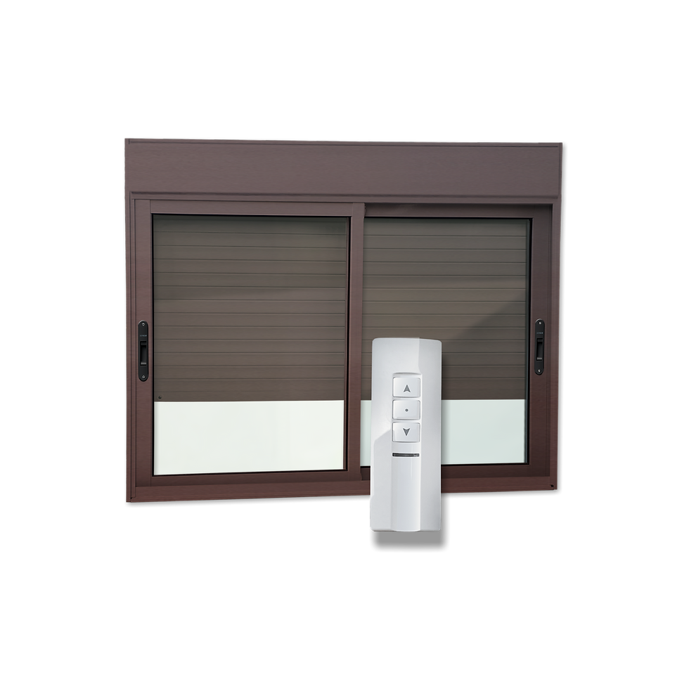 Janela Alum.Elite 2F.Móv.C/Pers.Integ.Mot.Cont.Rem 100X200 V.Lis.Marrom Brimak