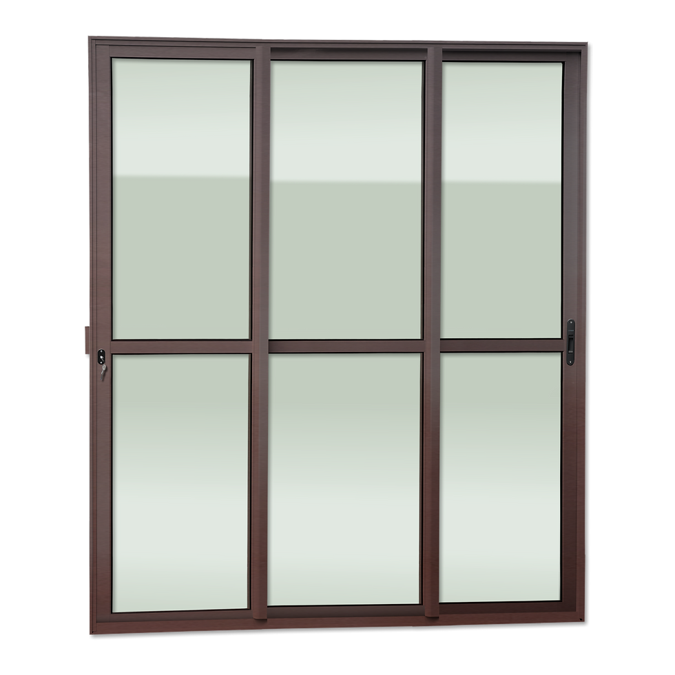 Porta Correr 3F.Móv.1/3 210X150 Elite C/Fechad.Tetra V.Lis.Marrom Corten Brimak