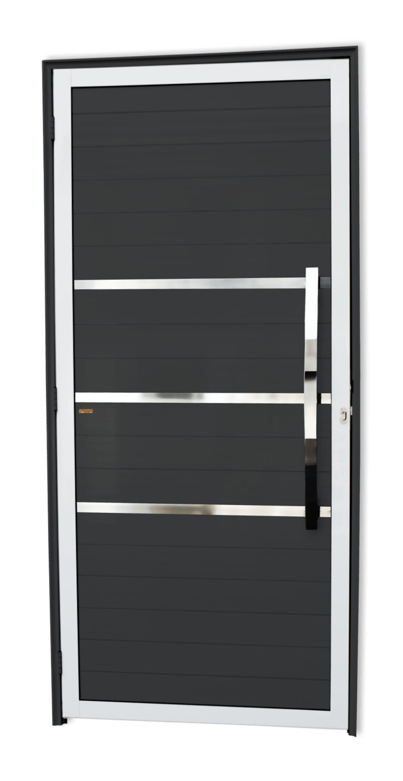 Porta Alumínio Lambril Evolution C/Puxador D.Mix Preto 100 Brimak