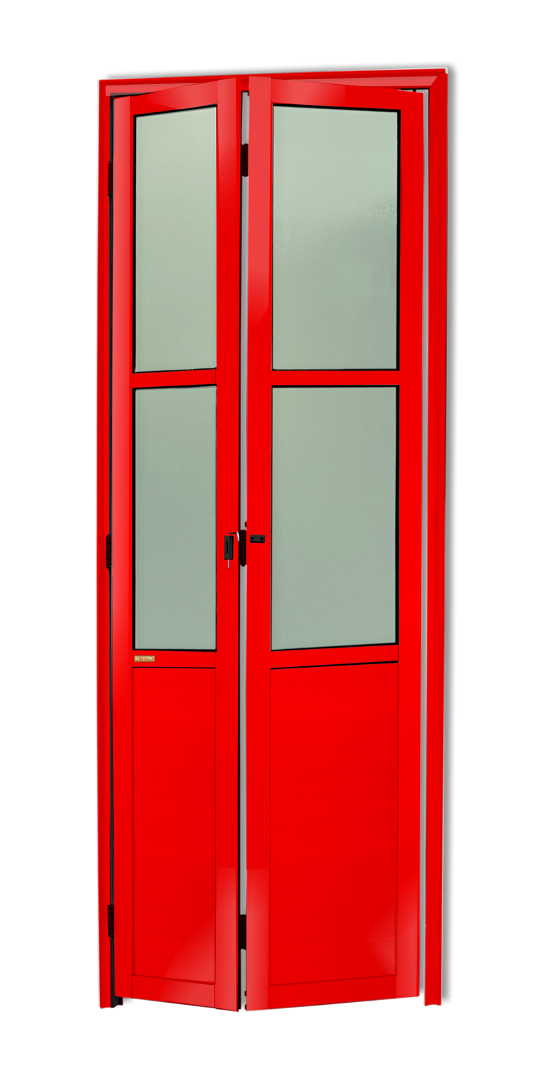 Porta Alumínio Camarão Lambril/Vidro D.L25 Vermelho 60 V.Boreal Brimak