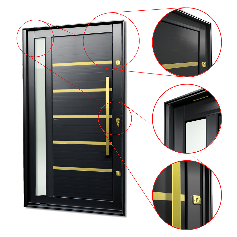 Miniatura: Porta Pivotante Alumínio Lamb.Miraggio C/Pux.D.Elite Preto Gold 216X100 Brimak