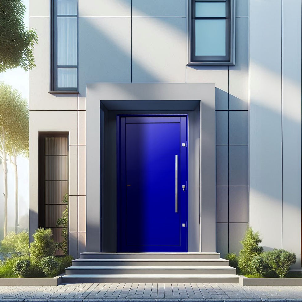 Miniatura: Porta Pivotante Alumínio Lambril C/Puxador Dir. Elite Azul 216X100 Brimak